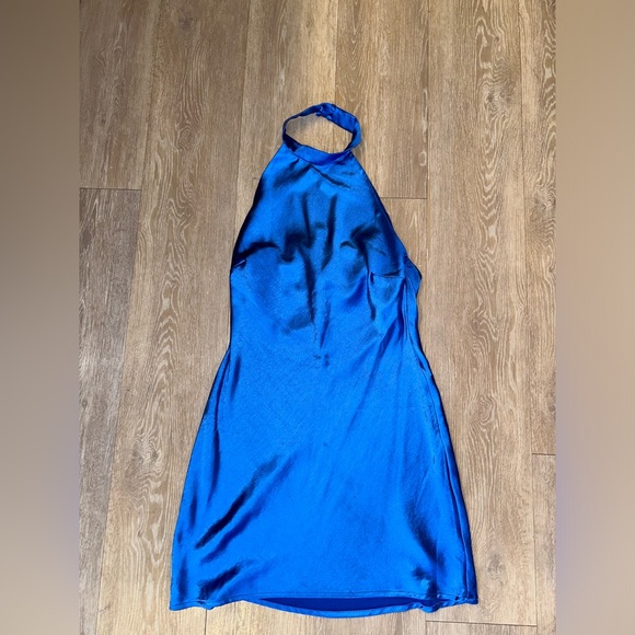 Dynamite Satin Blue Halter Dress - Picture 2 of 4